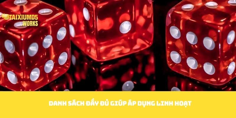 Danh sách đầy đủ giúp áp dụng linh hoạt